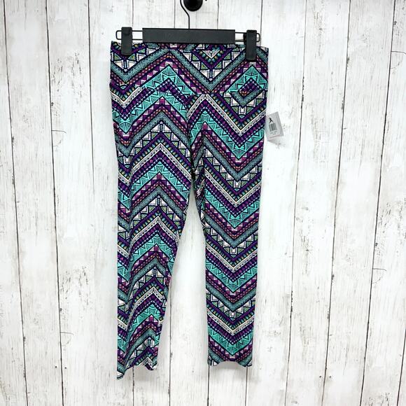 Sexy Basics 24/7 Anywear Pants Women Size Small Aztec Print Leggings Teal NWT - Picture 1 of 6